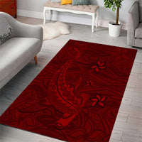 Oxblood Polynesia Area Rug Hawaiian Tribal Hammerhead Shark Tattoo LT14 - Polynesian Pride