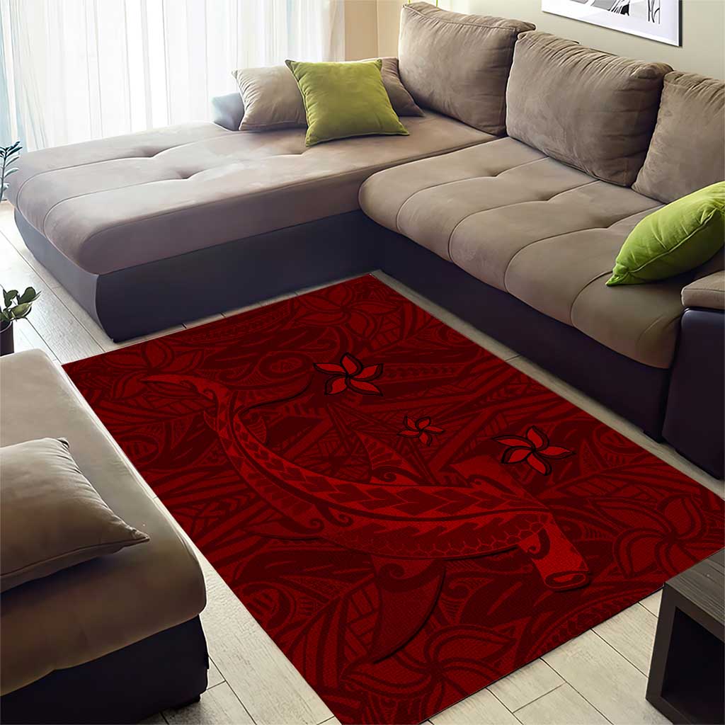 Oxblood Polynesia Area Rug Hawaiian Tribal Hammerhead Shark Tattoo LT14 - Polynesian Pride