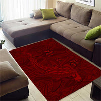 Oxblood Polynesia Area Rug Hawaiian Tribal Hammerhead Shark Tattoo LT14 - Polynesian Pride