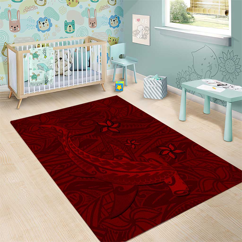 Oxblood Polynesia Area Rug Hawaiian Tribal Hammerhead Shark Tattoo LT14 - Polynesian Pride