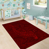 Oxblood Polynesia Area Rug Hawaiian Tribal Hammerhead Shark Tattoo LT14 - Polynesian Pride