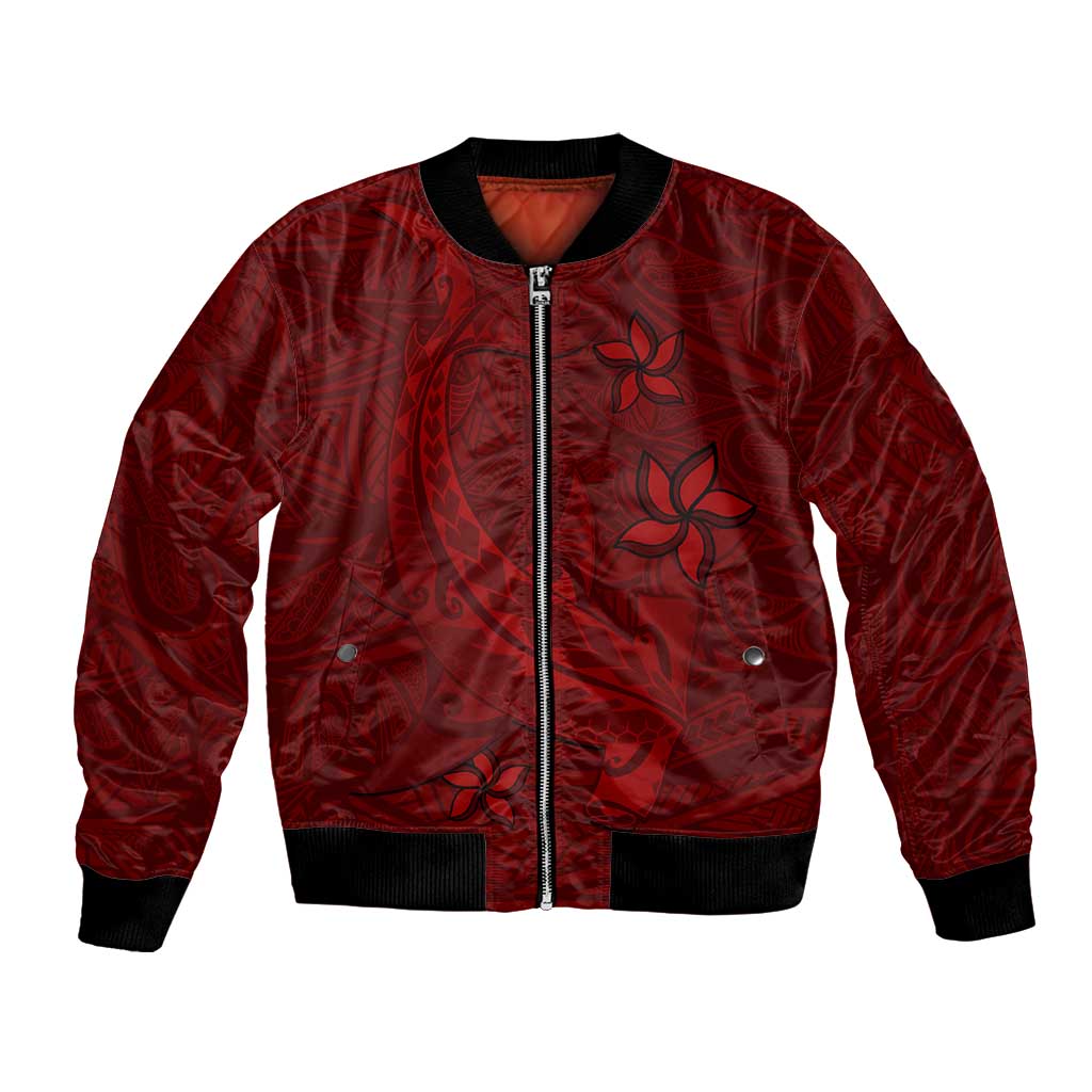 Oxblood Polynesia Bomber Jacket Hawaiian Tribal Hammerhead Shark Tattoo LT14 Unisex Oxblood - Polynesian Pride
