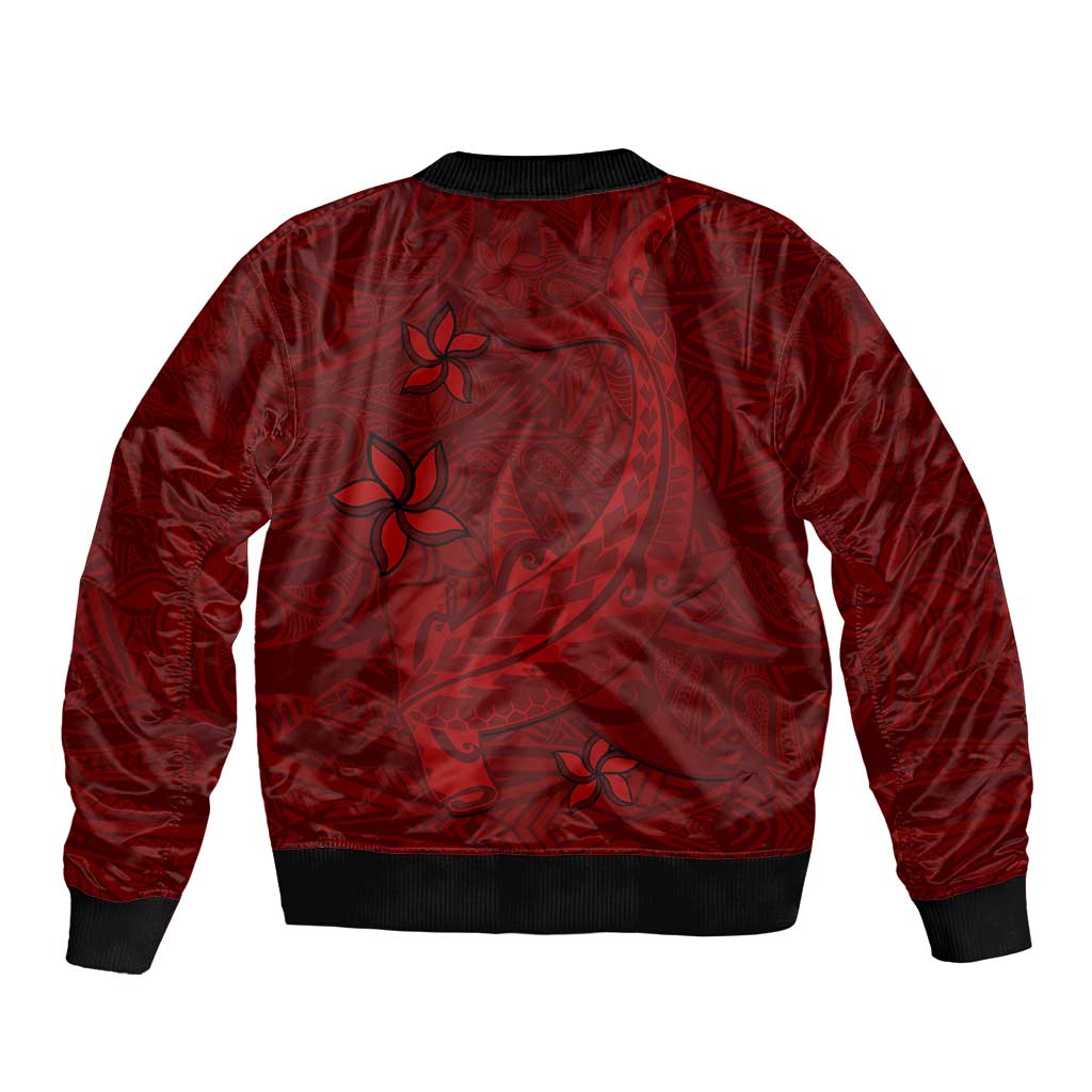 Oxblood Polynesia Bomber Jacket Hawaiian Tribal Hammerhead Shark Tattoo LT14 - Polynesian Pride