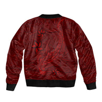 Oxblood Polynesia Bomber Jacket Hawaiian Tribal Hammerhead Shark Tattoo LT14 - Polynesian Pride