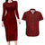 Oxblood Polynesia Couples Matching Long Sleeve Bodycon Dress and Hawaiian Shirt Hawaiian Tribal Hammerhead Shark Tattoo