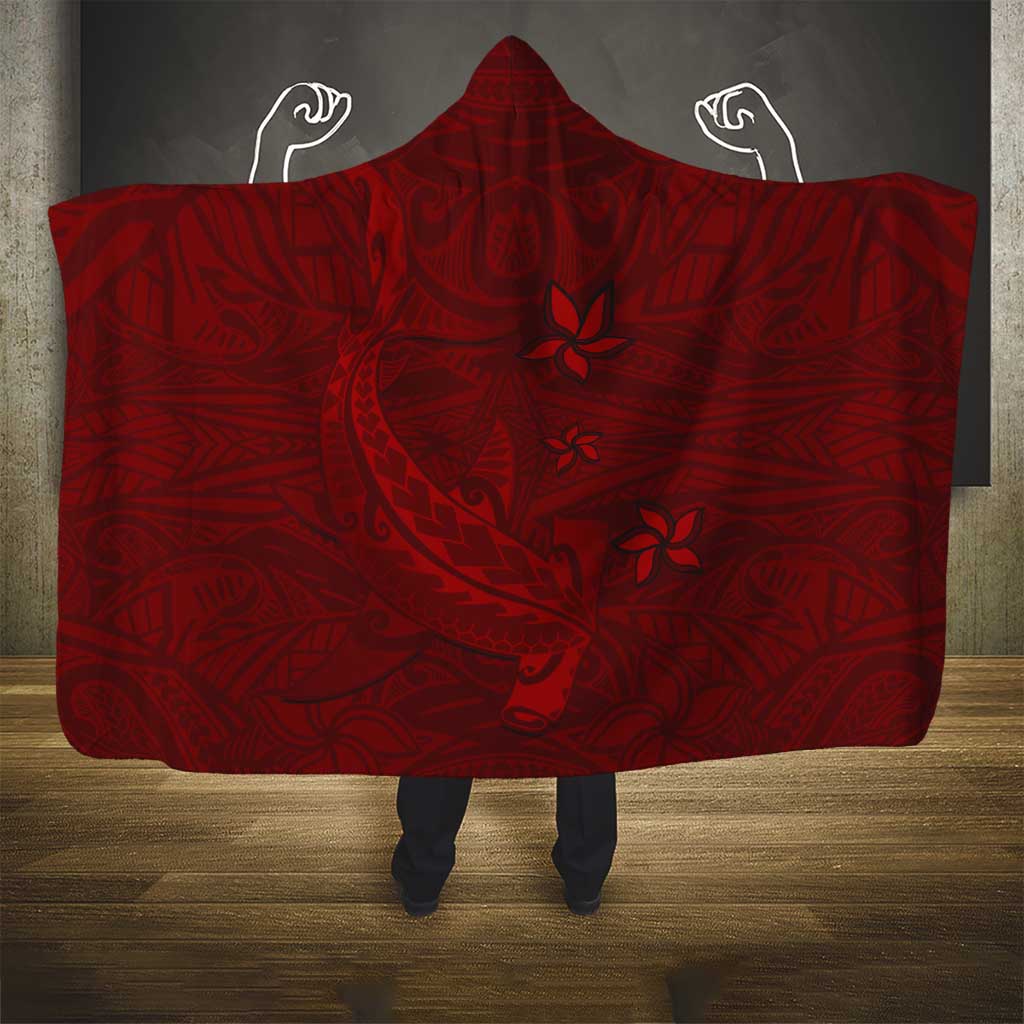 Oxblood Polynesia Hooded Blanket Hawaiian Tribal Hammerhead Shark Tattoo LT14 - Polynesian Pride