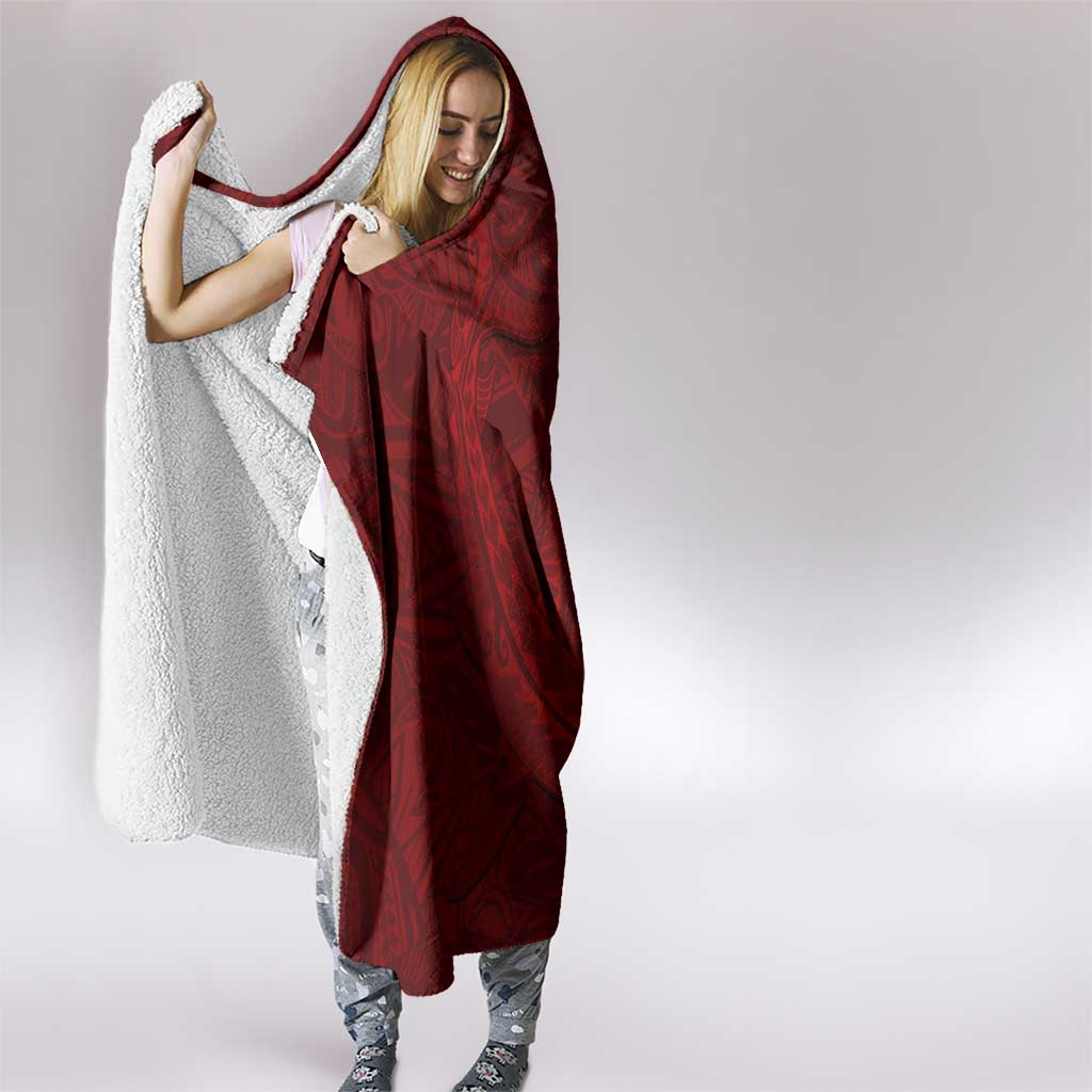 Oxblood Polynesia Hooded Blanket Hawaiian Tribal Hammerhead Shark Tattoo LT14 - Polynesian Pride