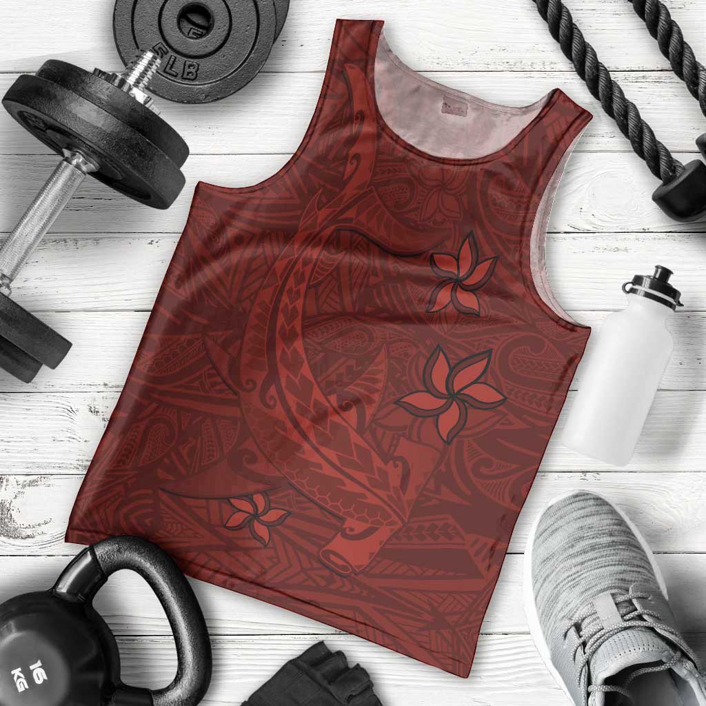 Oxblood Polynesia Men Tank Top Hawaiian Tribal Hammerhead Shark Tattoo LT14 - Polynesian Pride