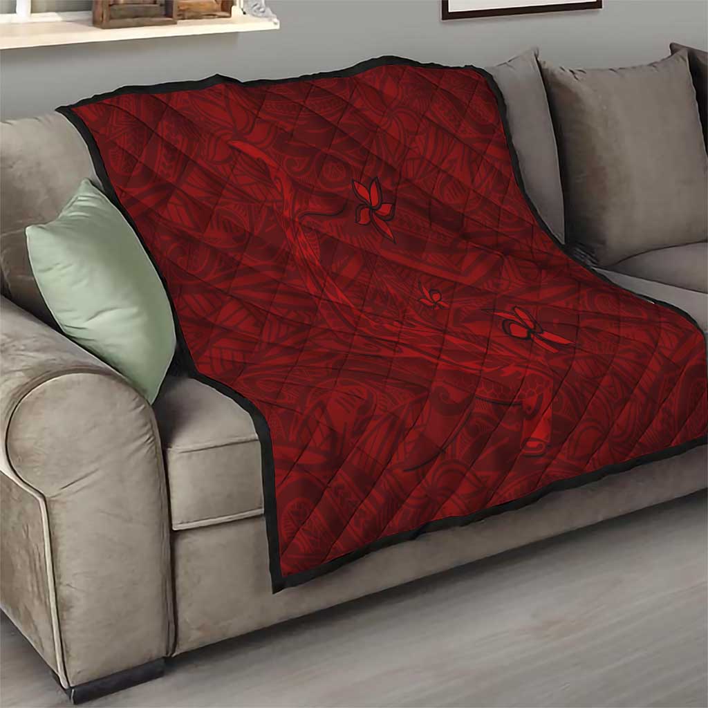 Oxblood Polynesia Quilt Hawaiian Tribal Hammerhead Shark Tattoo LT14 - Polynesian Pride