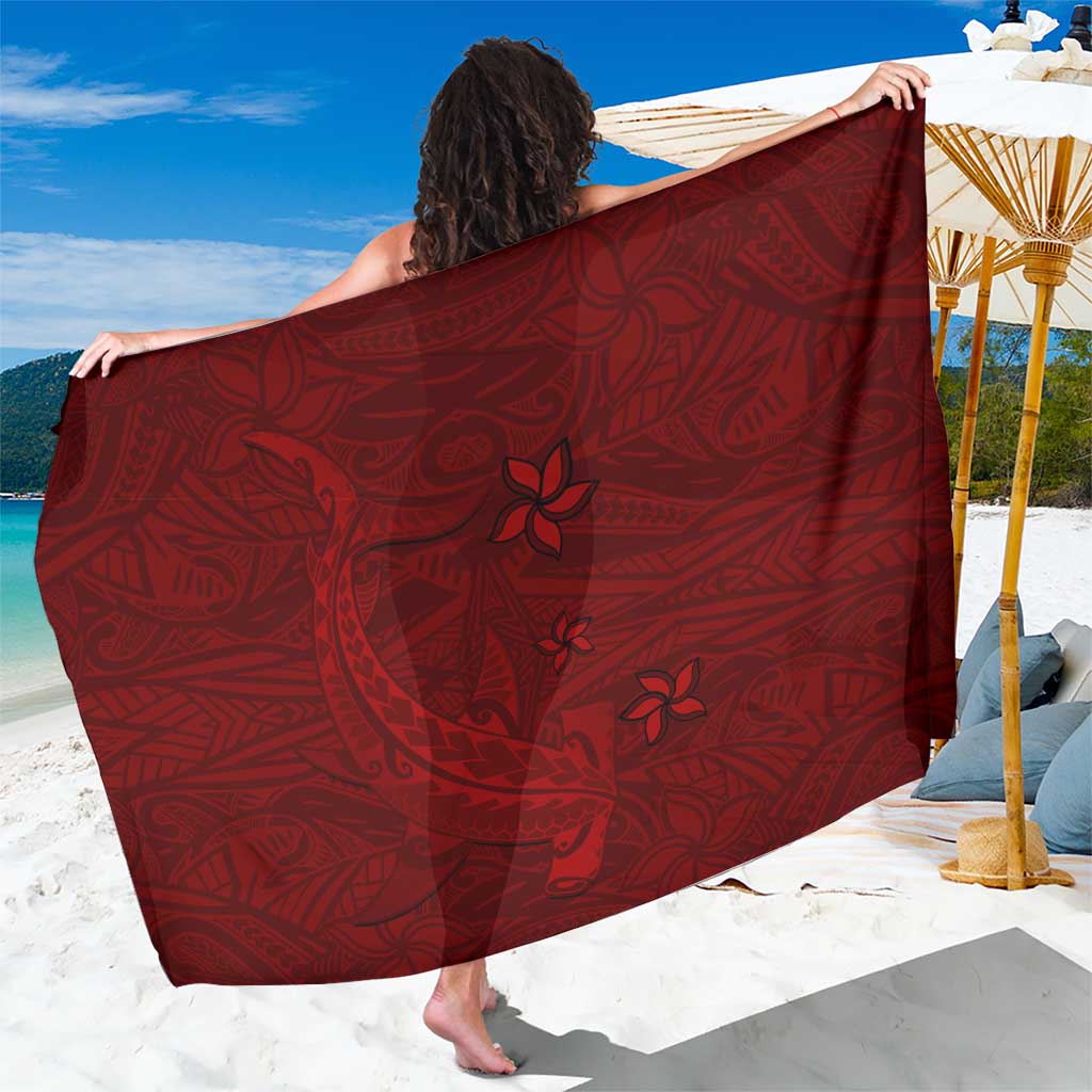 Oxblood Polynesia Sarong Hawaiian Tribal Hammerhead Shark Tattoo LT14 One Size 44 x 66 inches Oxblood - Polynesian Pride