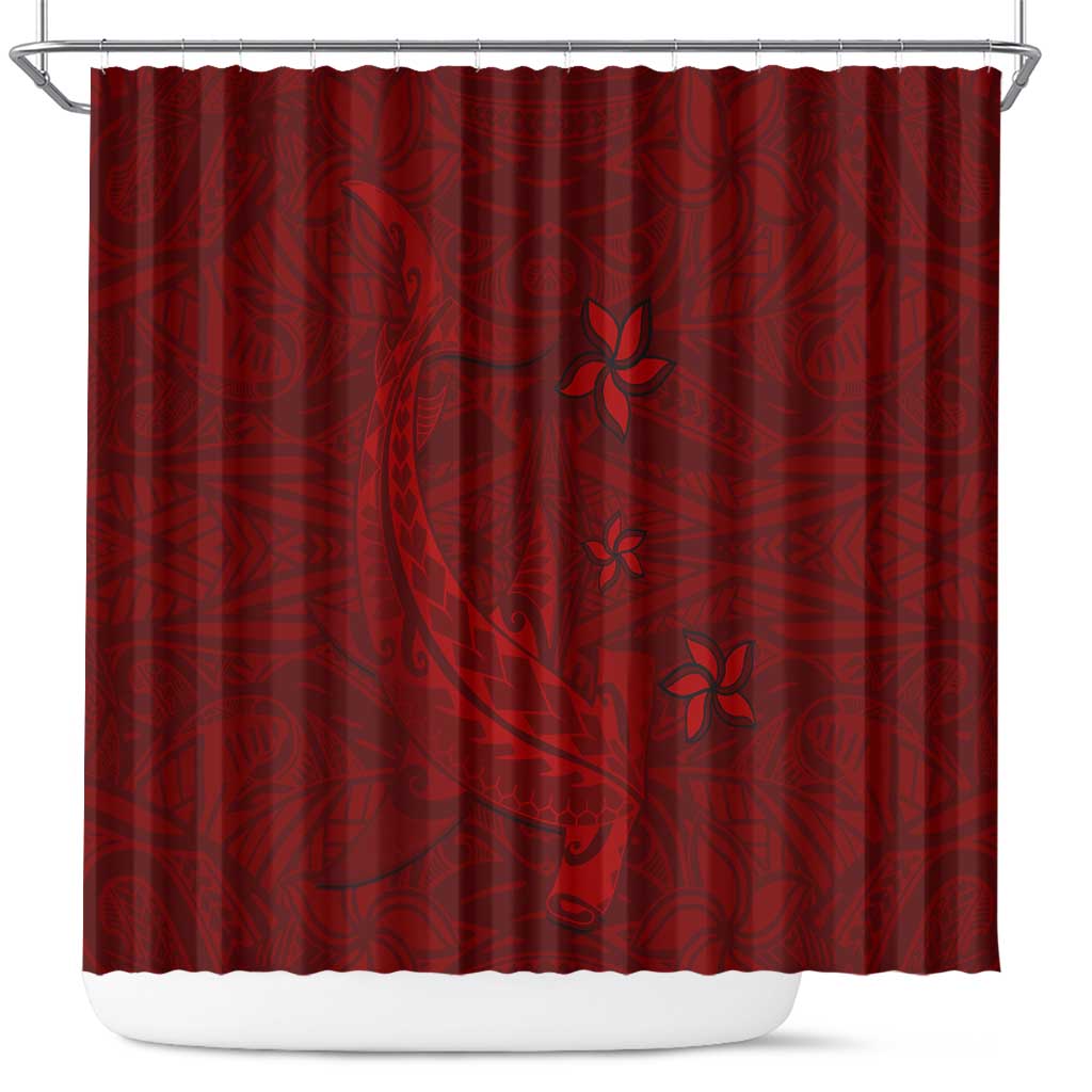 Oxblood Polynesia Shower Curtain Hawaiian Tribal Hammerhead Shark Tattoo LT14 Oxblood - Polynesian Pride