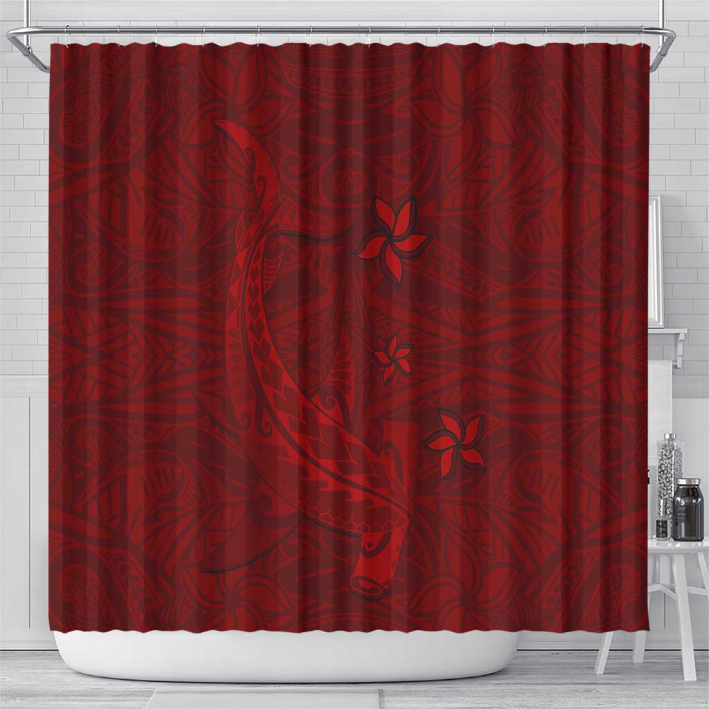 Oxblood Polynesia Shower Curtain Hawaiian Tribal Hammerhead Shark Tattoo LT14 - Polynesian Pride