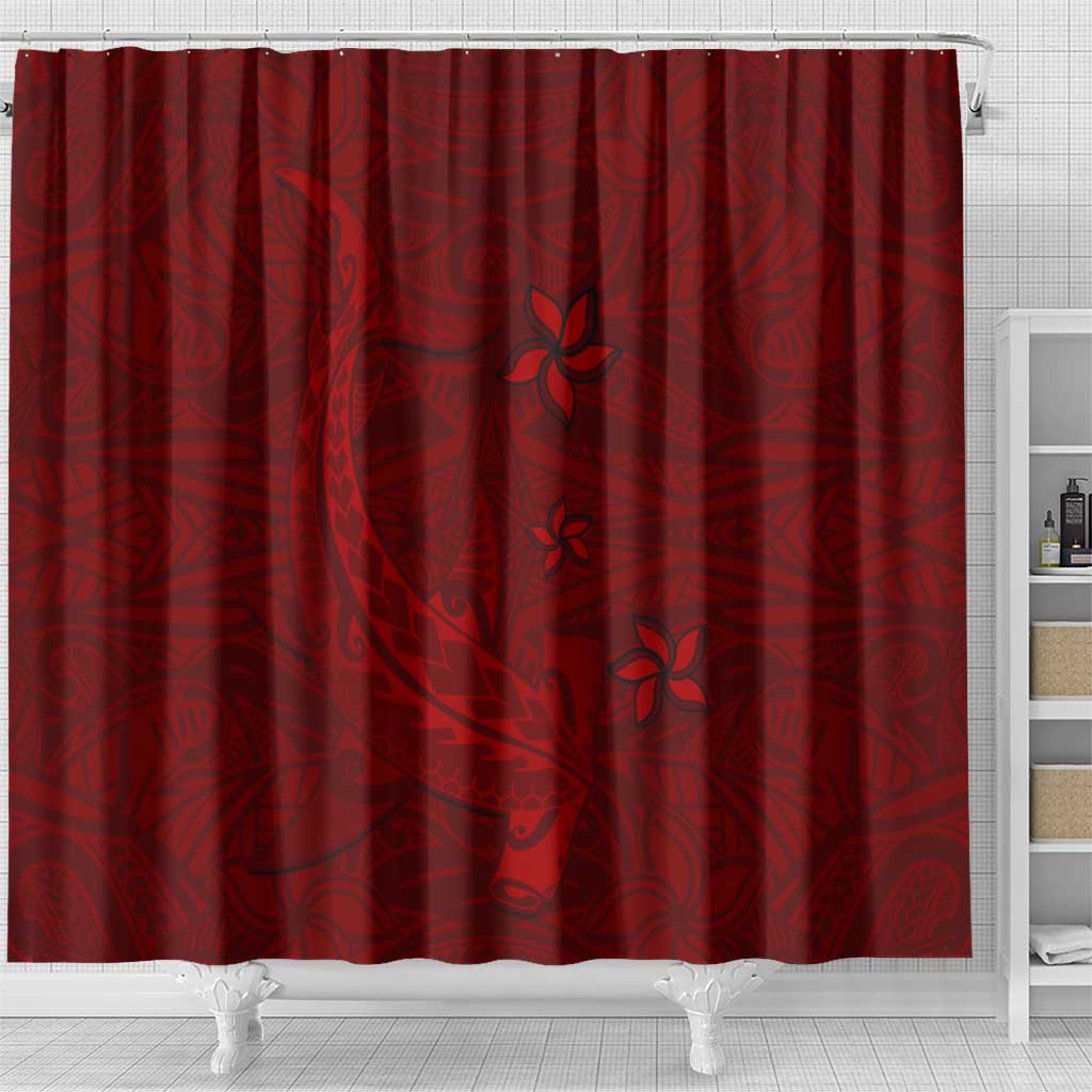 Oxblood Polynesia Shower Curtain Hawaiian Tribal Hammerhead Shark Tattoo LT14 - Polynesian Pride