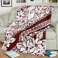 Polynesian Tropical Flowers Oxblood Color Blanket LT14 - Polynesian Pride
