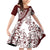 Polynesian Tropical Flowers Oxblood Color Family Matching Off Shoulder Short Dress and Hawaiian Shirt