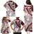 Polynesian Tropical Flowers Oxblood Color Family Matching Puletasi and Hawaiian Shirt