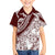 Polynesian Tropical Flowers Oxblood Color Family Matching Puletasi and Hawaiian Shirt