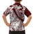 Polynesian Tropical Flowers Oxblood Color Family Matching Short Sleeve Bodycon Dress and Hawaiian Shirt