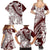 Polynesian Tropical Flowers Oxblood Color Family Matching Summer Maxi Dress and Hawaiian Shirt