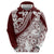 Polynesian Tropical Flowers Oxblood Color Hoodie