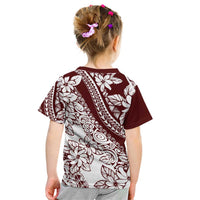 Polynesian Tropical Flowers Oxblood Color Kid T Shirt LT14 - Polynesian Pride