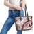 Polynesian Tropical Flowers Oxblood Color Leather Tote Bag