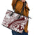 Polynesian Tropical Flowers Oxblood Color Leather Tote Bag