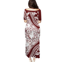 Polynesian Tropical Flowers Oxblood Color Puletasi LT14 - Polynesian Pride
