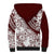 Polynesian Tropical Flowers Oxblood Color Sherpa Hoodie