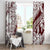 Polynesian Tropical Flowers Oxblood Color Window Curtain