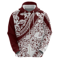 Polynesian Tropical Flowers Oxblood Color Zip Hoodie LT14 - Polynesian Pride