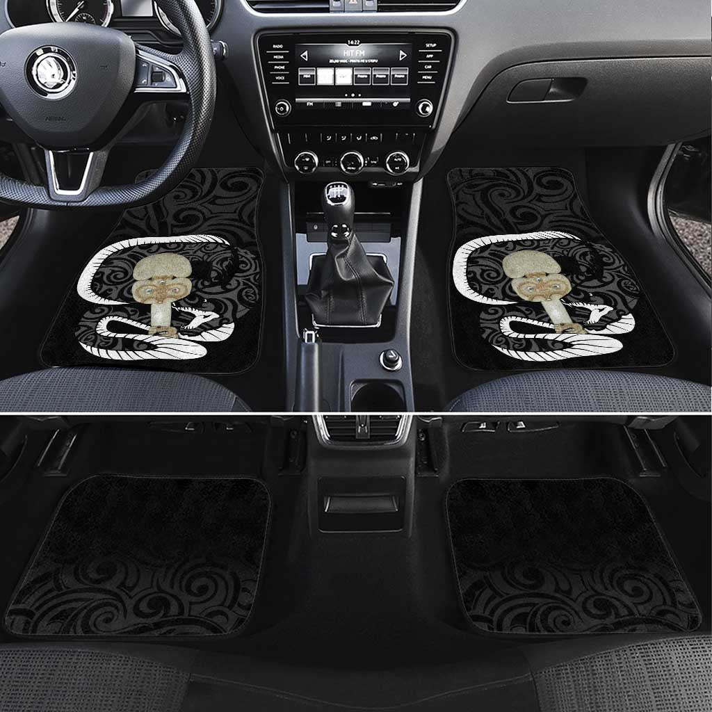 Black New Zealand Eel Car Mats Aotearoa Maori Tuna With Kotiate Weapon LT14 Set 4pcs Black - Polynesian Pride