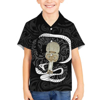 Black New Zealand Eel Hawaiian Shirt Aotearoa Maori Tuna With Kotiate Weapon LT14 - Polynesian Pride