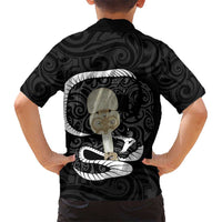 Black New Zealand Eel Hawaiian Shirt Aotearoa Maori Tuna With Kotiate Weapon LT14 - Polynesian Pride