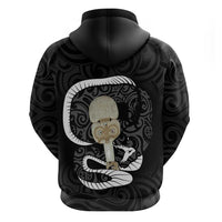 Black New Zealand Eel Hoodie Aotearoa Maori Tuna With Kotiate Weapon LT14 - Polynesian Pride