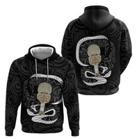 Black New Zealand Eel Hoodie Aotearoa Maori Tuna With Kotiate Weapon LT14 - Polynesian Pride