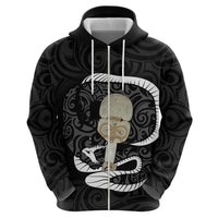 Black New Zealand Eel Hoodie Aotearoa Maori Tuna With Kotiate Weapon LT14 - Polynesian Pride