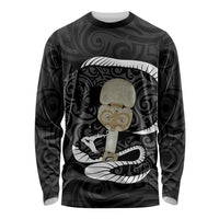 Black New Zealand Eel Long Sleeve Shirt Aotearoa Maori Tuna With Kotiate Weapon LT14 Unisex Black - Polynesian Pride