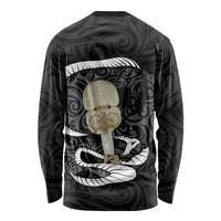 Black New Zealand Eel Long Sleeve Shirt Aotearoa Maori Tuna With Kotiate Weapon LT14 - Polynesian Pride