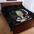 Black New Zealand Eel Quilt Bed Set Aotearoa Maori Tuna With Kotiate Weapon