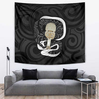 Black New Zealand Eel Tapestry Aotearoa Maori Tuna With Kotiate Weapon LT14 Black - Polynesian Pride
