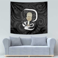 Black New Zealand Eel Tapestry Aotearoa Maori Tuna With Kotiate Weapon LT14 - Polynesian Pride