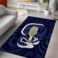 Blue New Zealand Eel Area Rug Aotearoa Maori Tuna With Kotiate Weapon LT14 - Polynesian Pride