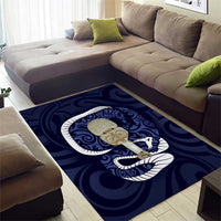 Blue New Zealand Eel Area Rug Aotearoa Maori Tuna With Kotiate Weapon LT14 - Polynesian Pride