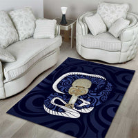 Blue New Zealand Eel Area Rug Aotearoa Maori Tuna With Kotiate Weapon LT14 - Polynesian Pride
