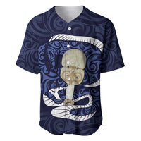 Blue New Zealand Eel Baseball Jersey Aotearoa Maori Tuna With Kotiate Weapon LT14 Blue - Polynesian Pride