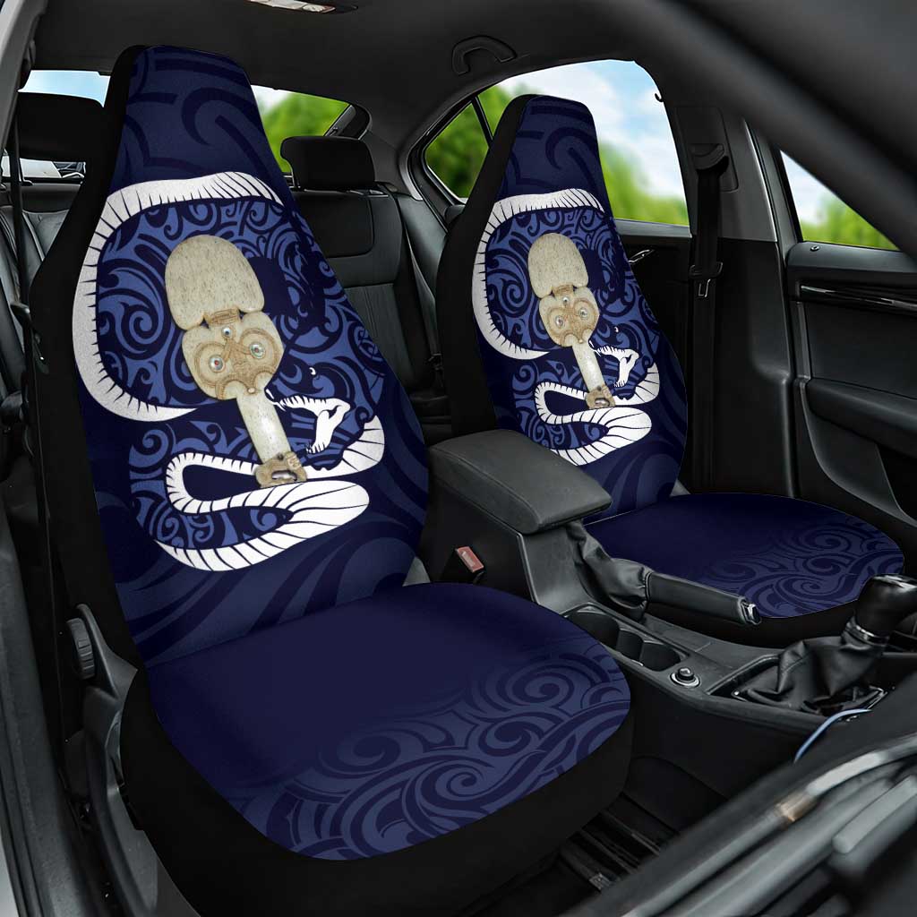 Blue New Zealand Eel Car Seat Cover Aotearoa Maori Tuna With Kotiate Weapon LT14 One Size Blue - Polynesian Pride