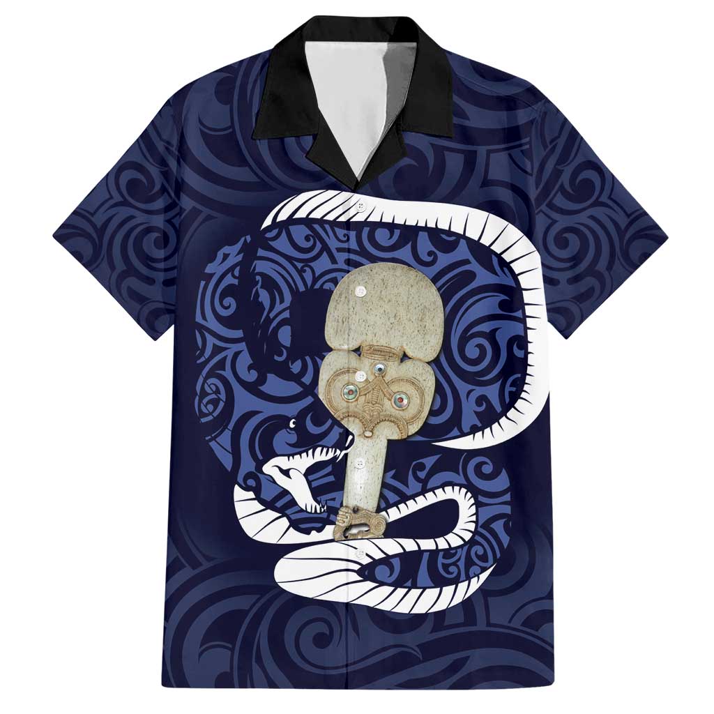 Blue New Zealand Eel Hawaiian Shirt Aotearoa Maori Tuna With Kotiate Weapon LT14 Blue - Polynesian Pride