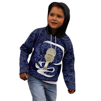 Blue New Zealand Eel Kid Hoodie Aotearoa Maori Tuna With Kotiate Weapon LT14 - Polynesian Pride
