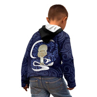 Blue New Zealand Eel Kid Hoodie Aotearoa Maori Tuna With Kotiate Weapon LT14 - Polynesian Pride
